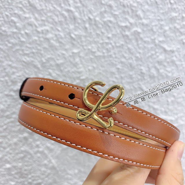 LOEWE女士皮帶 羅意威粒面小牛皮經典銅扣腰帶  jjp2005